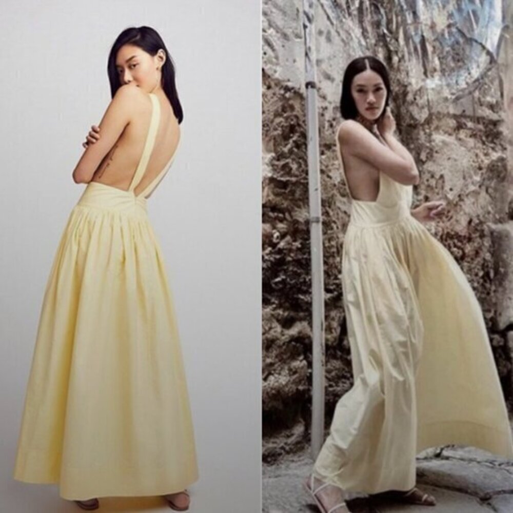 Kalita Dress Zephyr Maxi V Neck in Butter Yellow